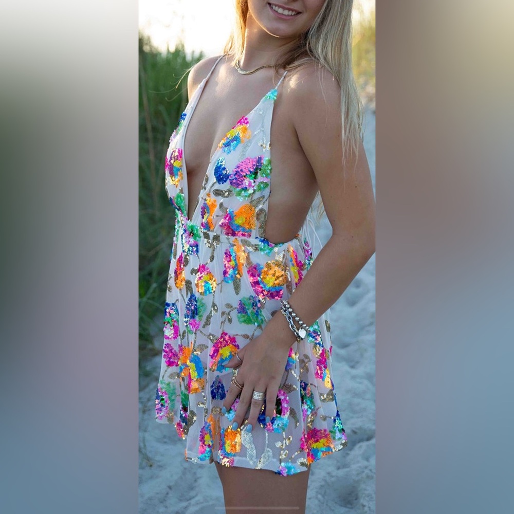 Lucy in the Sky Colorful Sparkly Romper Dress